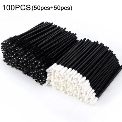 50/1000pcs Disposable Eyelash Brushes - Mascara Wands, Eyebrow Spoolie Applicators & Makeup Extension Tools