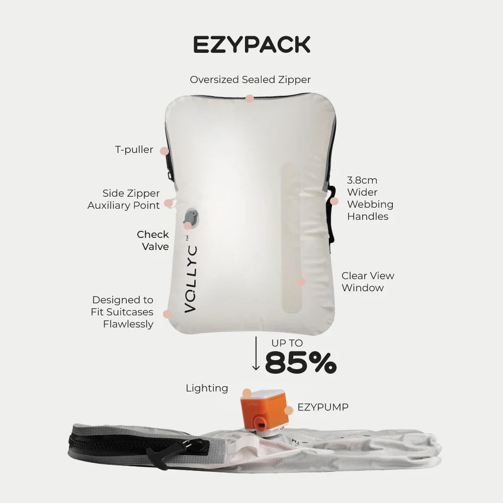 FLEXTAIL x VOLLYC EZYPACK 25L Vacuum Storage Bag — 85% Compression, Waterproof & Tear-Resistant Nylon for Travel & Camping