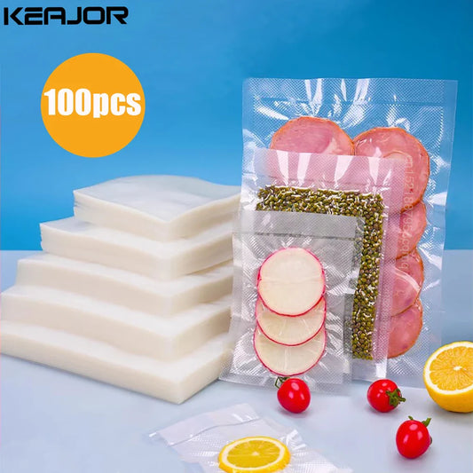 100pcs Vacuum Food Storage Bags – Compatible with Vacuum Sealer Machine for Long-Lasting Freshness