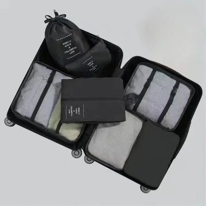 7 Piece Travel Bag Organizer Set - Luggage & Clothing, Shoes, Blanket Packing Cubes & Pouches
