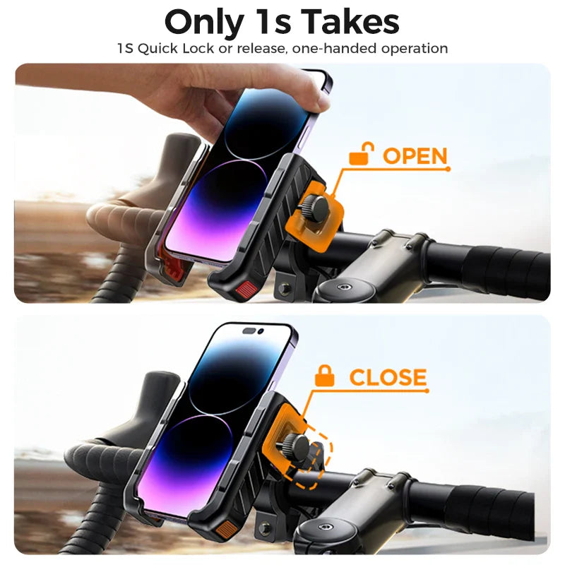 Joyroom 2024 Universal Bike & Motorcycle Phone Holder – One-Hand Operation Shockproof Mount for 4.7-7" Phones