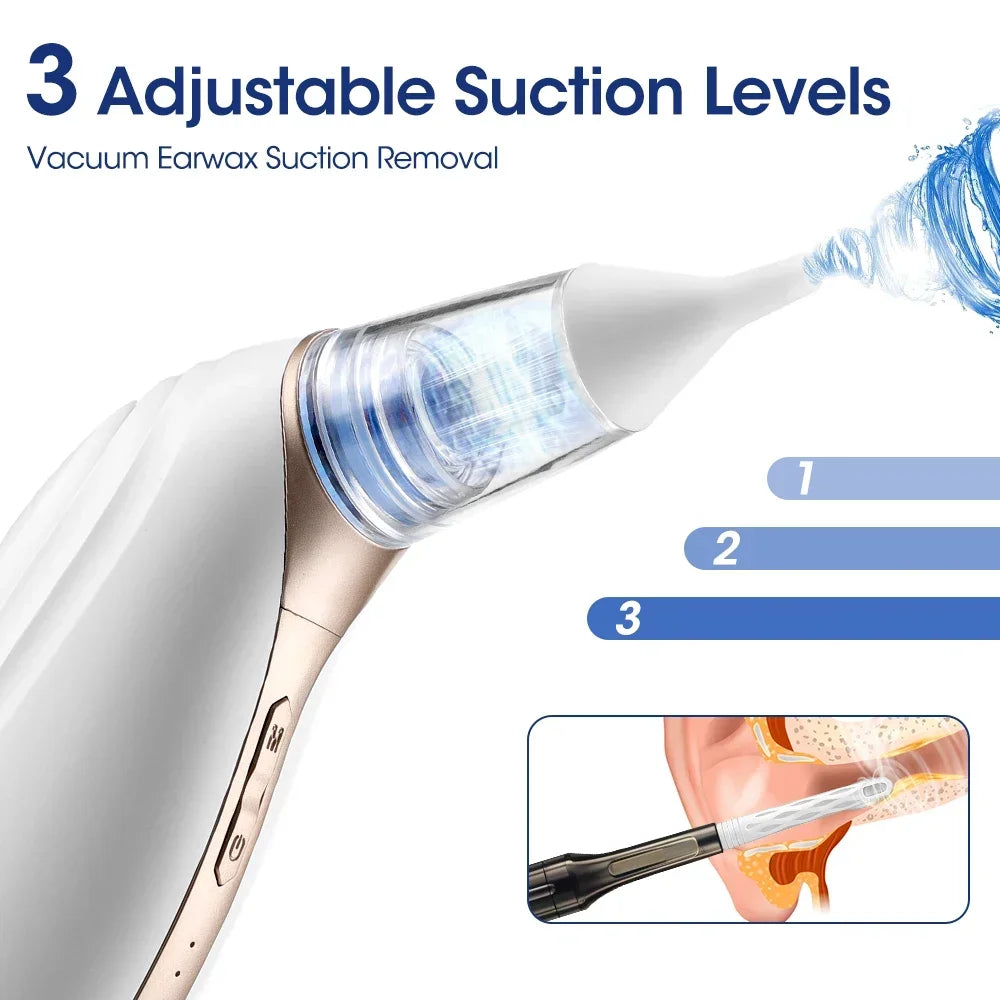 2-in-1 Intelligent Earwax Remover Vacuum Kit – 3-Level Adjustable Suction, Low-Noise Ear Cleaning & Dryer Tool for Adults & Kids
