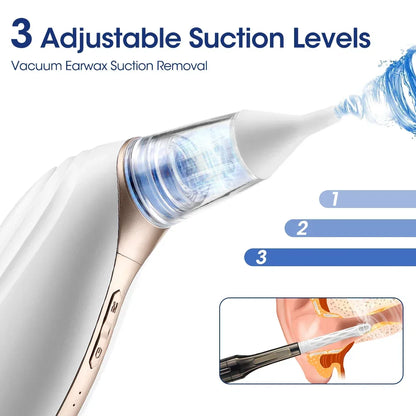 2-in-1 Intelligent Earwax Remover Vacuum Kit – 3-Level Adjustable Suction, Low-Noise Ear Cleaning & Dryer Tool for Adults & Kids