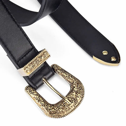 Vintage Carved Needle Buckle Belt — PU Leather Punk Hip Hop Rock Style Unisex Jeans Belt, Y2K Fashion Accessory