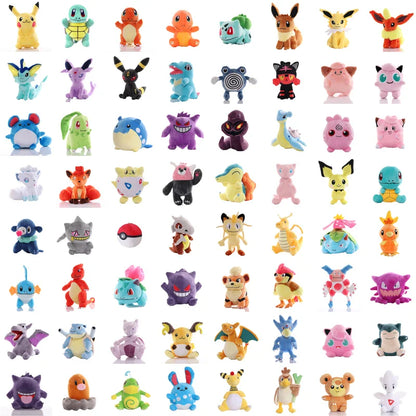 Pokemon Plush Toys Collection — Pikachu, Squirtle, Charmander, Bulbasaur, Charizard, Gengar & Mewtwo Stuffed Dolls for Kids Gifts