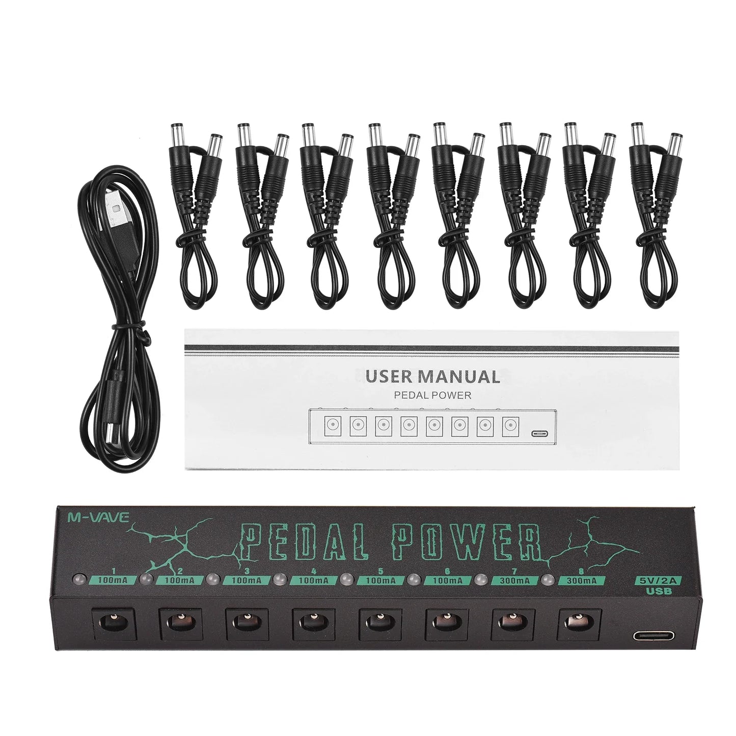 M-VAVE Pedal Power Supply – 8 Isolated DC Outputs for Guitar Pedals and Effectors