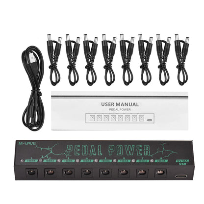 M-VAVE Pedal Power Supply – 8 Isolated DC Outputs for Guitar Pedals and Effectors