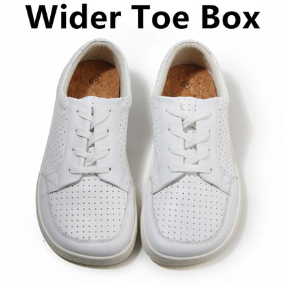 TONGLEPAO Barefoot Leather Sneakers — Unisex Lightweight Flat Shoes with Zero Drop Sole & Wide Toe Box