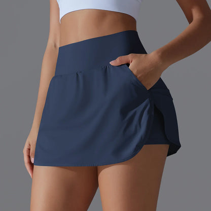 Women’s Gym Running Shorts – Double Layer Quick-Dry Fitness Jogging Workout Shorts with Pocket