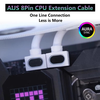 AIJS 8-Pin ARGB CPU Power Extension Cable – One-Line Computer Connection Extension Cord