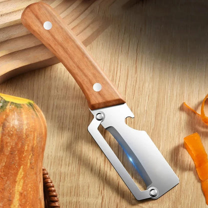 Stainless Steel Vegetable Peeler with Wooden Handle – Durable Fruit & Veg Slicer Tool for Smooth Peeling