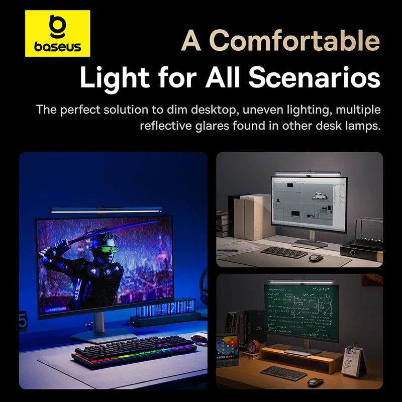 Baseus Magnetic USB Computer Screen Light – Hanging LED Desk Lamp for Monitor, Laptop, and Reading