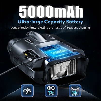 USB Rechargeable 4K Night Vision Binoculars — 600m Range, 8X Digital Zoom HD for Hunting, Camping & Boating
