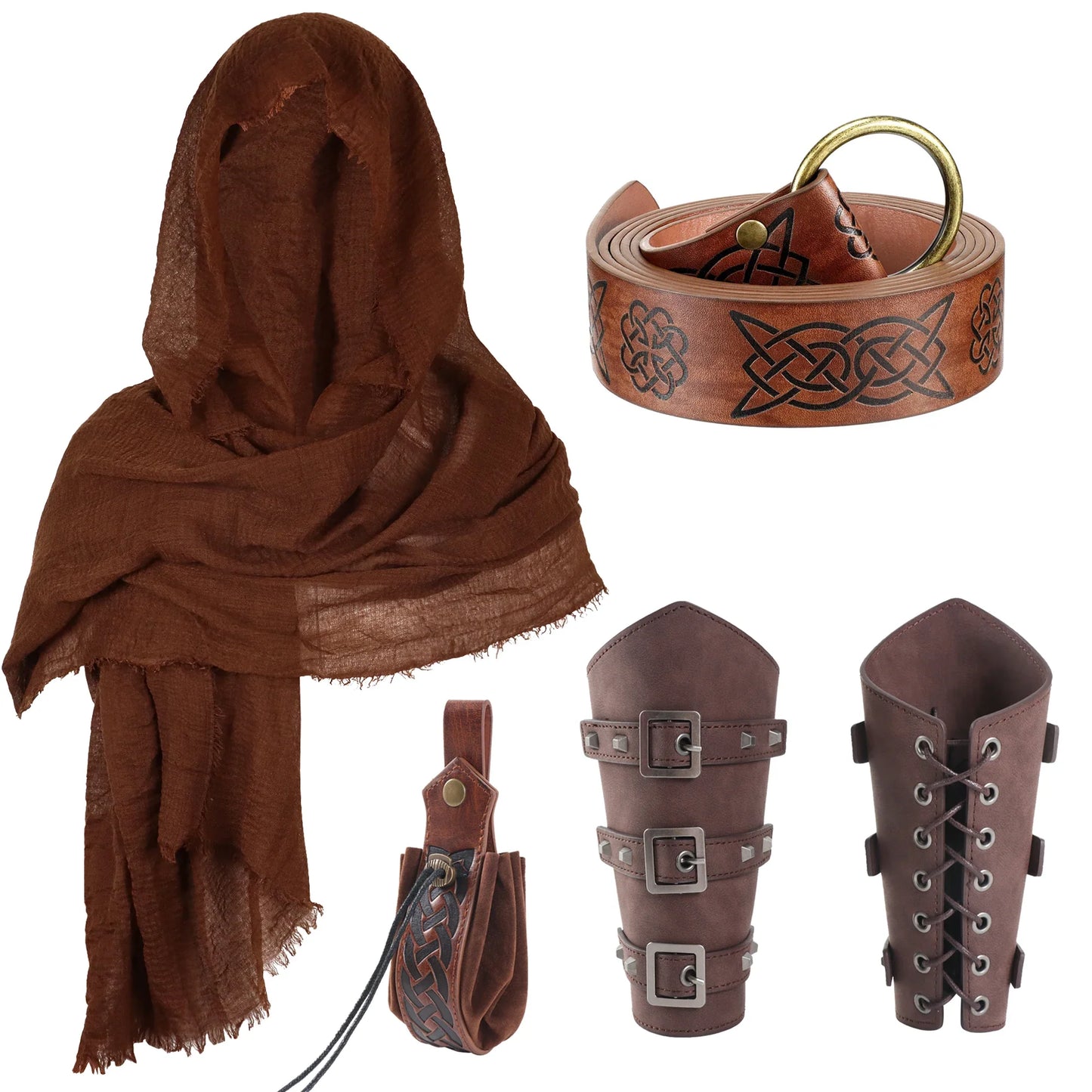 5PCS Medieval Viking Belt Pouch – Renaissance Steampunk Coin Bag for LARP & Cosplay
