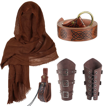 5PCS Medieval Viking Belt Pouch – Renaissance Steampunk Coin Bag for LARP & Cosplay