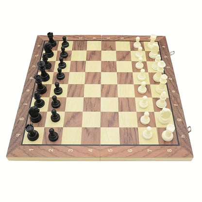 Magnetic Folding Chess Set - Solid Wooden Board - Perfect Children's Gift for Family Strategy Chess Games