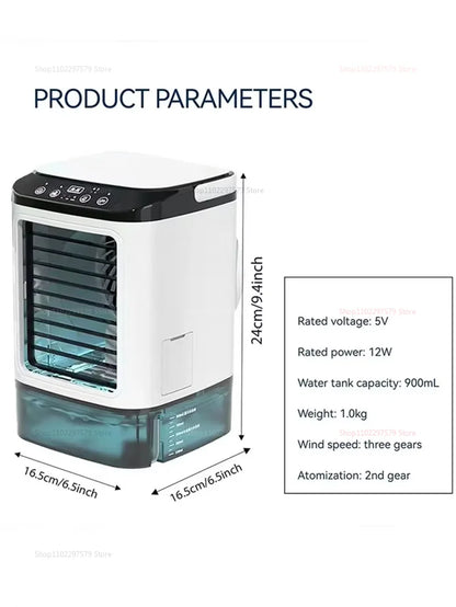 Portable Mini Desktop Air Cooler Fan – Silent USB-Powered Fan with Spray Humidifier for Cooling and Moisturizing Home or Office