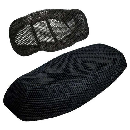 Breathable 3D Mesh Motorcycle Seat Cover Pad - Anti-Slip Cushion for Moped, Motorbike, and Scooter, Black Grid Seat Cover