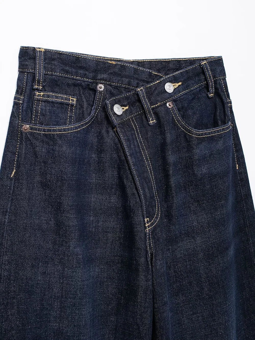 TRAF Women’s Basic Hundred Jeans — High Waist Asymmetric Wide-Leg Trousers, Casual Straight-Leg Fashion Jeans