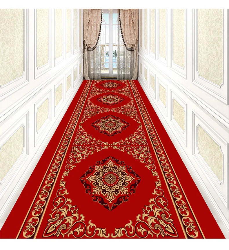 Luxury Chinese Classical Corridor Rug – Crystal Velvet Washable Carpet for Villa, Hotel & Hallway