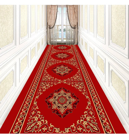 Luxury Chinese Classical Corridor Rug – Crystal Velvet Soundproof Washable Carpet for Villa, Hotel & Living Room