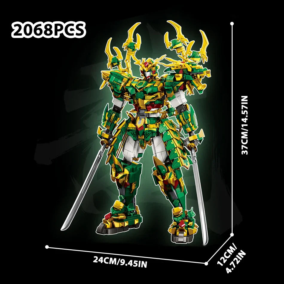 2000+PCS Warrior Robot Building Blocks – Monkey, Dragon, Tiger & Bird Mecha Action Figures for Adults