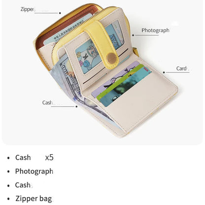 Japanese Cute Cat Wallet for Girls – Short Zipper Wallet, ID & Bank Card Holder, Coin Purse & Key Storage for Women