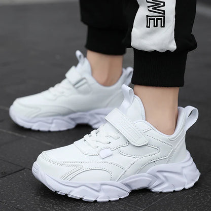 Kids Sport Casual Shoes — Leather Sneakers for Girls & Boys (Ages 5-16), Outdoor Running, Soft Sole, Anti-Slip Walking Footwear