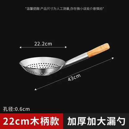 Thickened 304 Stainless Steel Colander with Long Handle – Large Kitchen Sieve for Oil, Flour, Noodles & Dumplings