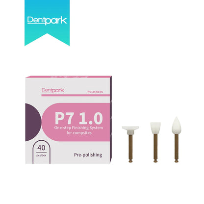 Dentpark 40pcs Dental One-Step Finishing System — P7 1.0 Finisher Cups, Points, Discs for Composite Polishing with RA Shank
