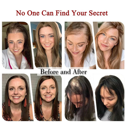 Straight Human Hair Topper With Bangs - Silk Base Clip In Real Hair Extension For Women Chocolate Brown Light Brown