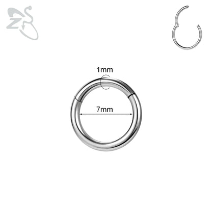 ZS G23 Titanium Steel Nose Ring – Round Septum & Cartilage Piercing Jewelry for Men & Women (20G/18G/16G, 6–14mm)