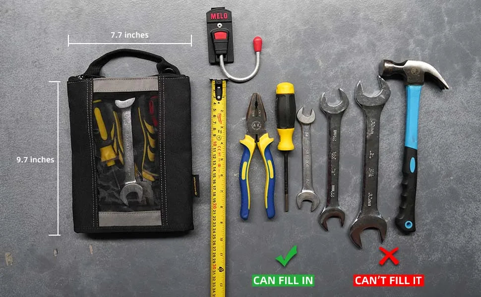 MELOTOUGH Canvas Tool Pouch | 2-Pack Zipper Bags with Mesh Window & Hanging Grommets