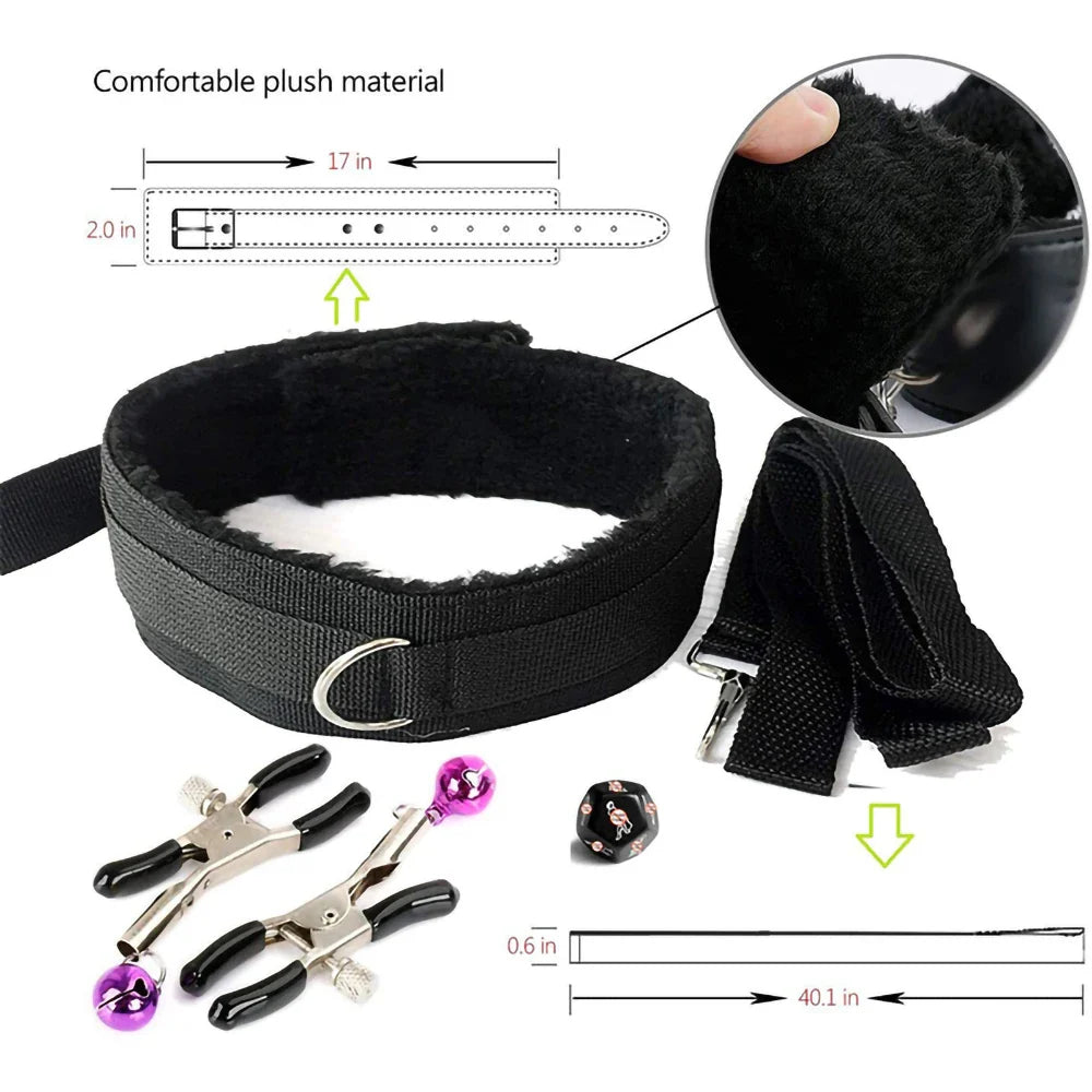 Adult Sexy Toys BDSM Sexual Couples Kit - Erotic Accessories for Women - Handcuffs, Anal Plug, Sex Games
