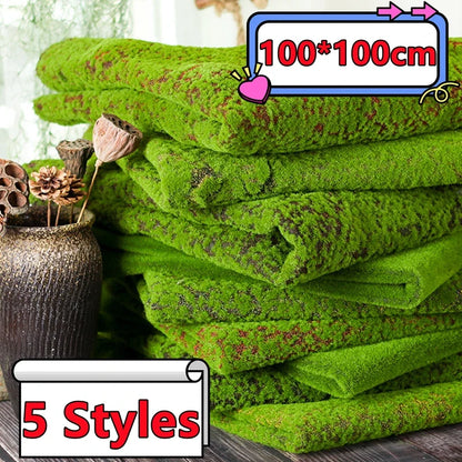 100×100cm Artificial Moss Lawn Carpet - Realistic Green Landscape Decor for Home, Weddings & Events