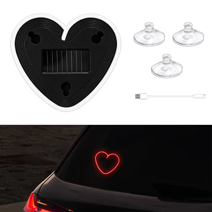 Heart-Shaped Solar Car Ambient Light - Dynamic Gradient RGB LED Interior Decoration Accessory