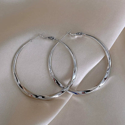 5cm Twist Metal Hoop Earrings for Women – Geometric Round Circle Dangle Drop Party Jewelry Gift