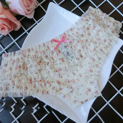 Sweet Women’s Lace Panties — Polka Dot & Flower Mesh Low Waist Briefs, Breathable Cozy Underwear