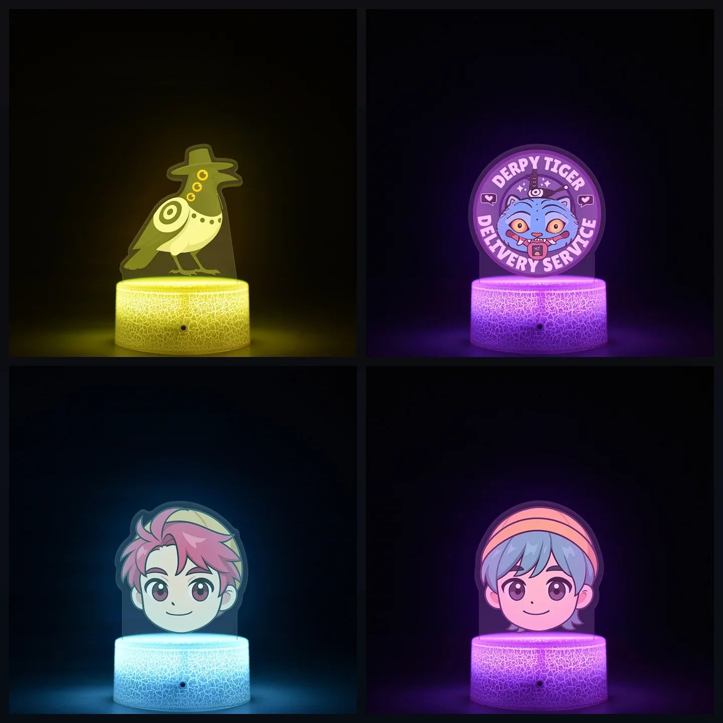 K-Pop Demon Hunters LED Night Light – Zoe, Mira, Rumi, Saja 16-Color Remote Control