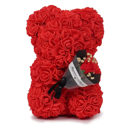 25cm Eternal Rose Teddy Bear – Artificial Flower Gift for Mom, Mother’s Day, Birthday, Valentine’s & Anniversary