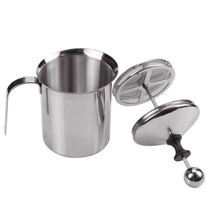 Double Mesh Stainless Steel Milk Frother & Creamer – 400ML Coffee Foam Maker, Egg Beater & Kitchen Mixing Tool for Latte Art