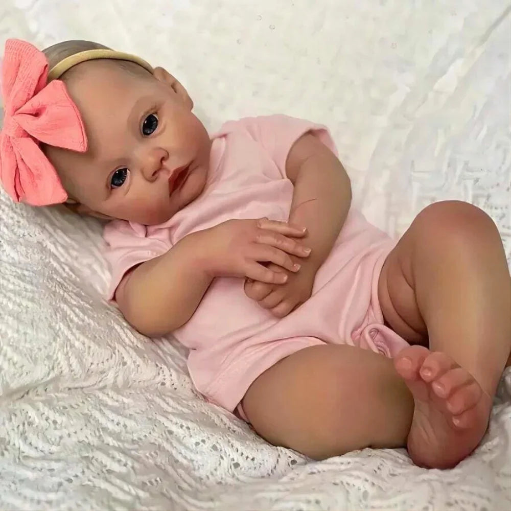 18-inch Reborn Baby Doll Meadow Girl – Handmade Full Vinyl 3D Skin Collectible Toy for Birthday & Christmas