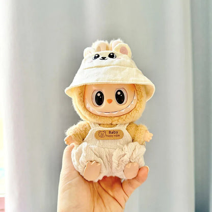 17cm Labubu Idol Dolls Clothes - Kpop EXO DIY Accessories, Cute Mini Plush FEAR Hoodie Se