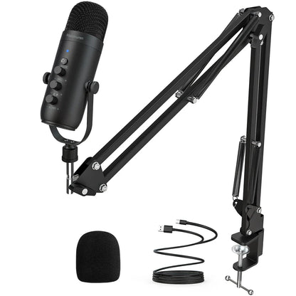 Haomuren Professional USB Podcast Microphone Kit – Cardioid Condenser Mic with Boom Arm for Streaming, Recording, and YouTube