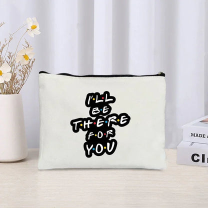 TV Show Friends Makeup Bag for Women - Travel Cosmetic Organizer, Eco-Friendly Canvas Pouch, Kawaii Purse and Pencil Case