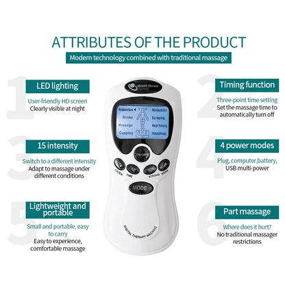 Electric EMS Pulse Massager — TENS Acupuncture Muscle Stimulator for Neck, Back, and Full Body Relaxation