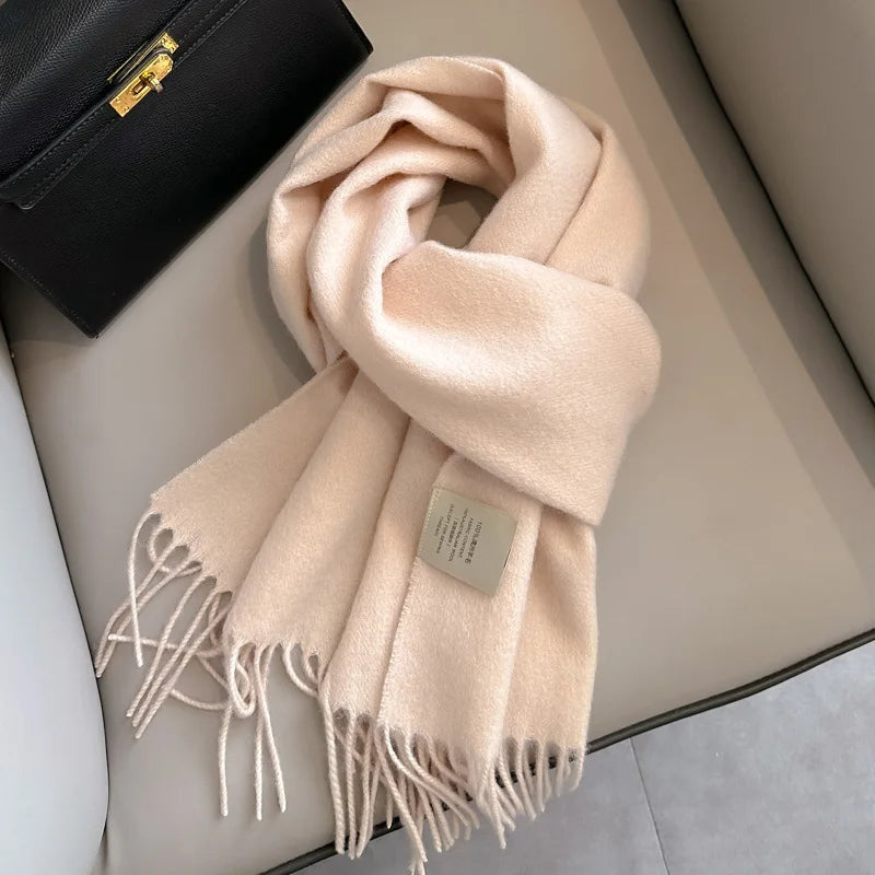 Winter Narrow Wool Scarf – 28 Colors, 100% Wool Solid Color Unisex Scarf for Men & Women, Warm and Cold-Proof