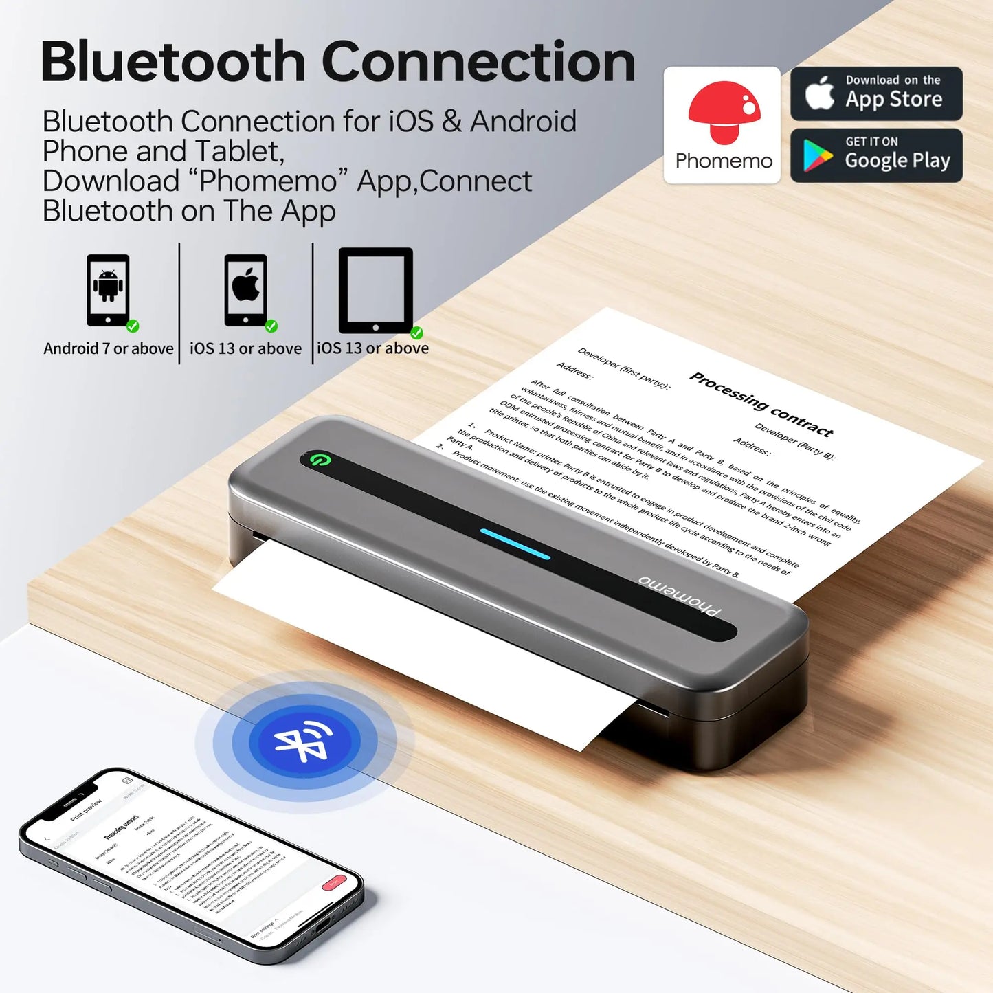 New A4 Portable Wireless Printer M832 – Inkless Thermal 300DPI Mobile Printer for Travel, Work & Home, Android & iOS Support