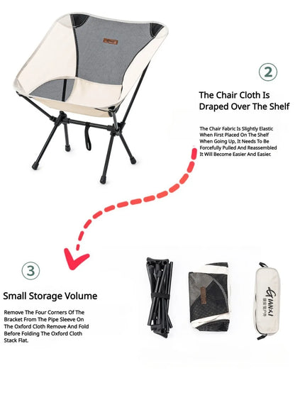 Outdoor Camping Portable Folding Moon Chair – Leisure Fishing & Beach Chair, Thick Steel Pipe, 100KG Capacity
