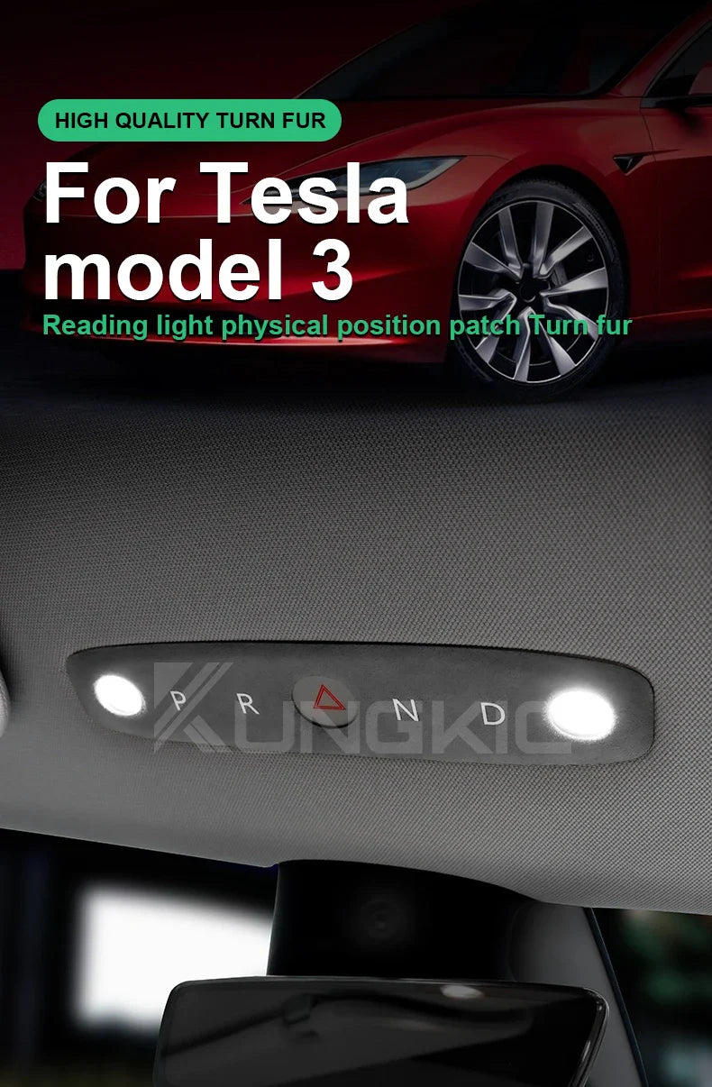 KUNGKIC Italian Top Suede Reading Light Frame Trim Stickers for Tesla Model 3 Highland 2024+ – Car Interior Decor Accessories